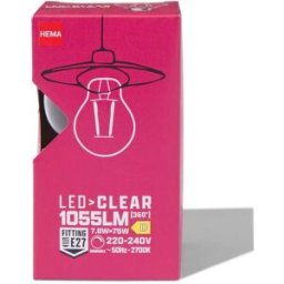 HEMA Poire Led Clear E27 7.8W 1055lm Dim