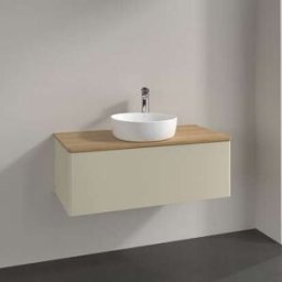 Villeroy und Boch Meuble vasque Villeroy & Boch Antao K31011HJ 100 x 36 x 50 cm, plan vasque couleur chêne miel, laque mate gris soie
