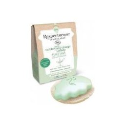 Respectueuse Mon Nettoyant Visage Solide Bio Apaisant 35 g + Porte Savon Végétal Offert - Boîte 1 savon + le porte savon offert