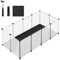 SONGMICS Enclos pour animaux avec plancher et tapis imperméable, 143L x 73l x 46H cm
