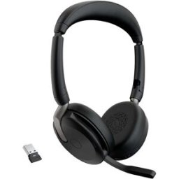 Jabra Evolve2 65 Flex Link380a UC Micro-casque supra-auriculaire Bluetooth Stereo noir Noise Cancelling micro-casque, mise en sourdine du microphone, volume