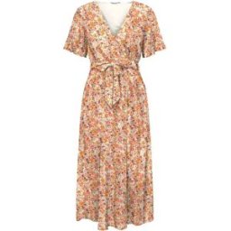 Only Robe Midi à Manches Courtes Lucie Fr Cherry Tomato / Aop Claire M Femme