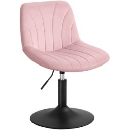 VASAGLE Tabouret de Coiffeuse Pivotant 360° avec Dossier, Rose bonbon / Velours / 1