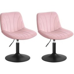 VASAGLE Tabouret de Coiffeuse Pivotant 360° avec Dossier, Rose bonbon / Velours / 2
