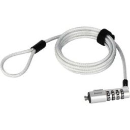 Hama Antivol pour ordinateur portable fermeture à combinaison aucune clé nécessaire, lattache-câble auto-agrippant permet une bonne gestion du câblage 180 cm