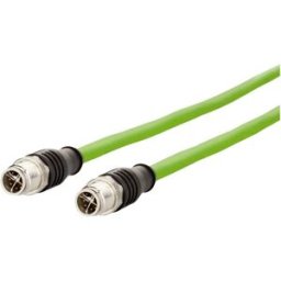 Metz Connect 142M2X11020 M12 Câble réseau, câble patch CAT 6a S/FTP 2.00 m vert gaine PUR, résistant aux acides, résistant à lozone, résistant aux UV, pour