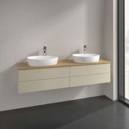 Villeroy und Boch Meuble vasque Villeroy & Boch Antao K28111HJ 160 x 36 x 50 cm, plan vasque couleur chêne miel, laque mate gris soie