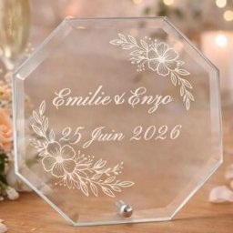 Ocadeau Cadre verre original fleurs gravé