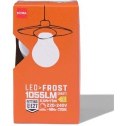 HEMA Ampoule Led Poire Verre Givré E27 8,5W 1055 Lm Intensité Variable
