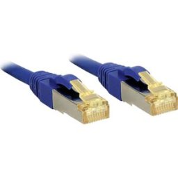 LINDY 47277 RJ45 Câble réseau, câble patch CAT 6a (câble brut CAT 7) S/FTP 1.00 m bleu avec cliquet dencastrement 1 pc(s)