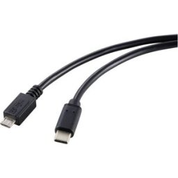 Renkforce Câble USB USB 2.0 USB-C® mâle, USB-Micro-B mâle 1.80 m noir blindage total RF-5720396