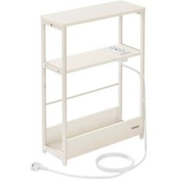 VASAGLE Table d'appoint fine avec multiprise 3 niveaux, Beige