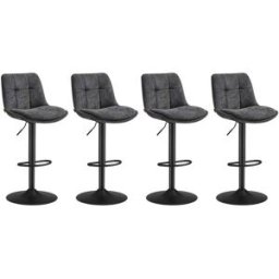 VASAGLE Tabourets de bar design avec siège pivotant à hauteur réglable, Gris Ardoise / 4 / Flanelle