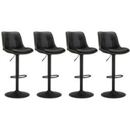 VASAGLE Tabourets de bar design avec siège pivotant à hauteur réglable, Noir D'encre / 4 / PU