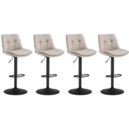 VASAGLE Tabourets de bar design avec siège pivotant à hauteur réglable, Blanc Crème / 4 / Flanelle