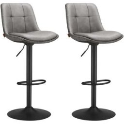 VASAGLE 2 Tabourets de bar noir d'encre, Gris Tourterelle / 2 / PU