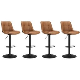 VASAGLE Tabourets de bar design avec siège pivotant à hauteur réglable, Marron Caramel / 4 / PU