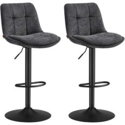 VASAGLE 2 Tabourets de bar noir d'encre, Gris Ardoise / 2 / Flanelle