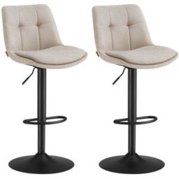 VASAGLE 2 Tabourets de bar noir d'encre, Blanc Crème / 2 / Flanelle