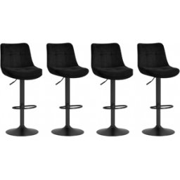 VASAGLE 2 Tabourets de bar noir d'encre, Noir D'encre / 4 / Velours