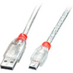 LINDY Câble USB USB 2.0 USB-A mâle, USB-Mini-B mâle 5.00 m transparent 41785