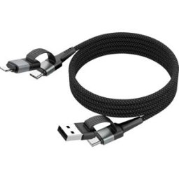 Ansmann Câble USB USB-A mâle, USB-C® mâle, Connecteur Lightning 120 cm noir gaine textile 1700-0188
