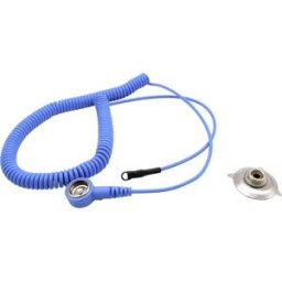 Quadrios Câble de mise à la terre antistatique (ESD) 1.80 m borne, Pression mâle 10 mm, borne à cosse de câble en anneau