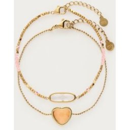 Ensemble de bracelets cœur pêche My Jewellery Pêche/Doré One size femme