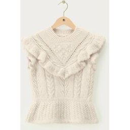 Pull beige sans manches ajouré à volants My Jewellery Beige M femme