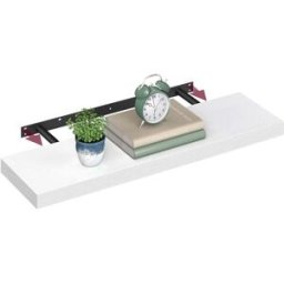 VASAGLE Étagère Murale pour Cadres Photo Salon Bureau Cuisine, Blanc Neige / 80L cm