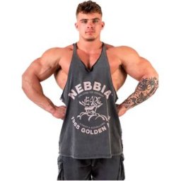 Nebbia T-shirt Sans Manches Washed Muscle Back Stringer Golden Age 791 Black 2XL