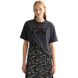 Scotch & Soda T-shirt à Manches Courtes Leopard Artwork Loose Fit Meteorite L Femme