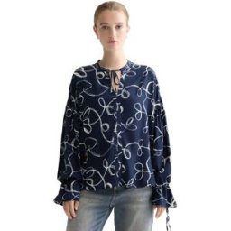 Scotch & Soda Chemisier à Manches Longues Easy Draw String Cuffs Ribbon Navy Aop 38 Femme