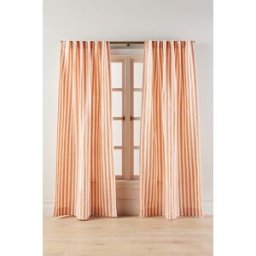 Rideau en coton tissé à rayures Costanza en Orange taille: 108" chez Anthropologie