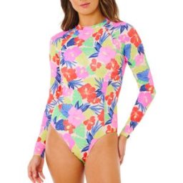 Rip Curl - Maillot de bain anti-UV manches longues - Party Wave Upf Surf Suit Multi pour Femme - Taille M - Rose