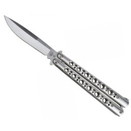 Couteau papillon design balisong 24cm gris acier