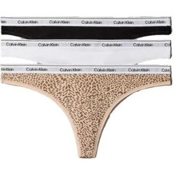 Calvin Klein String Lv00qd5209 3 Unités Black / Classic White / Animal Mirror S Femme