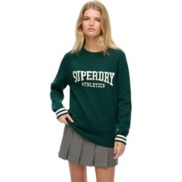 Superdry Pull Slouchy Intarsia Graphic Darkest Pine Green M Femme