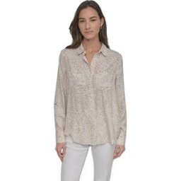 Dkny Chemise à Manches Longues Dw3500002 Creamy Leopard S Femme