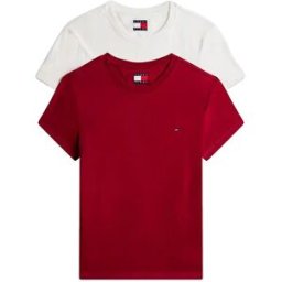 Tommy Jeans T-shirt à Manches Courtes Dw0dw21366 2 Unités Ecru / Lavish Cerise M Femme