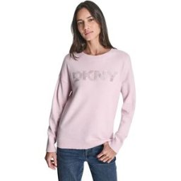 Dkny Pull Sequin Logo Embellis Pink Moon / Lt Silver M Femme