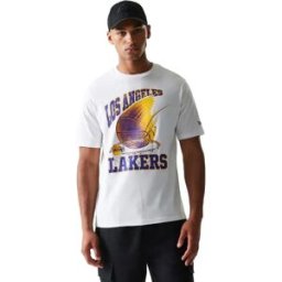 New Era T-shirt à Manches Courtes Nba Graphic Ball Los Angeles Lakers White XL Homme