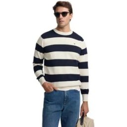 Silbon Pull 1020807334 Stripes Marino Crema XL Homme
