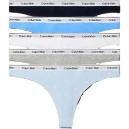 Calvin Klein String Lv00qd5221 5 Unités Shoreline / Blue Descent / White / Gre M Femme