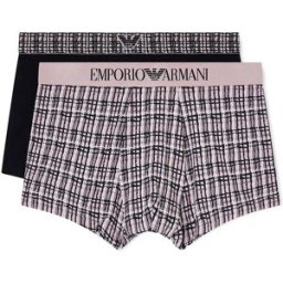 Giorgio Armani Emporio Armani Boxers Em001014_af18885 Trunk 2 Unités Iron Check / Black L Homme