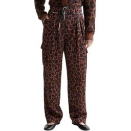 Scotch & Soda Pantalon Cargo Faye Tapered Leg Fit Satin Peace Leopard L Femme