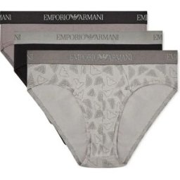 Giorgio Armani Emporio Armani Slips Em000256_af20671 3 Unités Black / Ste-Grey Prt / Gre S Homme