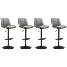 VASAGLE Tabourets de bar design avec siège pivotant à hauteur réglable, Gris Tourterelle / 4 / PU