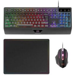 Mars Gaming Clavier Et Souris Mcp124 3-in-1 Gaming Combo Ergonomic H-mech Keyboard Rgb Mouse Huano Switches Nanotextile Mousepad Black One Size unisex