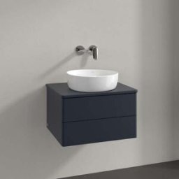 Villeroy und Boch Meuble vasque Villeroy & Boch Antao L18050HG avec éclairage, 2 tiroirs, 600 x 360 x 500 mm, façade lisse, laque mate bleu nuit.
